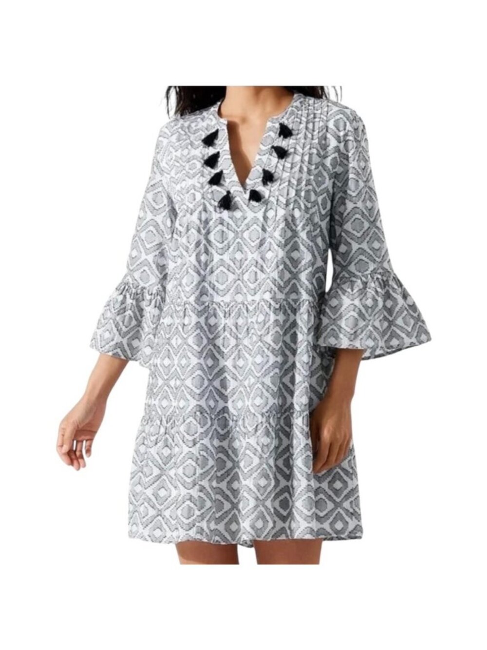 Tommy Bahama Diamond Clip Tiered Dress Size L